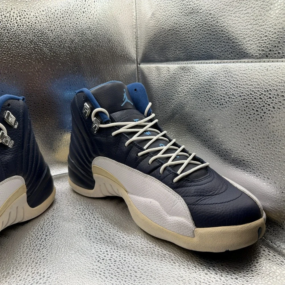 Size 11 Air‎ Jordan 12 Retro Obsidian Navy White Mens Sneaker Shoes 130690-410